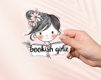 Bücherwurm Girlie Aufkleber, Cartoon Mädchen Bücherwurm Aufkleber, Kindle Aufkleber, Bücherwurm Merch,Buch-Liebhaber-Geschenk,e-reader Geschenk,Leseliebhaber