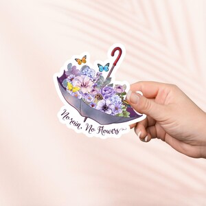 Pegatina de paraguas floral, pegatina linda de Cottagecore, pegatinas Kindle, merchandising de libros, regalo para amantes de los libros, regalo de lector electrónico, amante de la lectura, pegatina para computadora portátil
