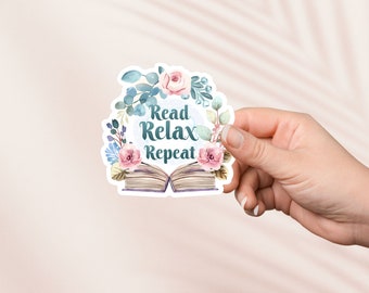 Read Relax Repeat Sticker,Cute Bookish Vinyl Sticker,Bookish Merch,Book Lover Gift,e-reader Kindle Stickers,Reading Lover,Smut Reader