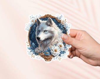 Sticker Flower Fantasy Wolf, Kindle-sticker, leesgrage merchandise, cadeau boekenliefhebber, e-reader tabletstickers, leesliefhebber, Romantasy Reader Booktok