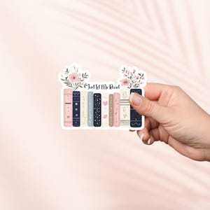 Sticker Let Me Read, schattige leesgrage vinylsticker, leesgrage merchandise, cadeau boekenliefhebber, e-reader Kindle-stickers, leesliefhebber, boeken en bloemen