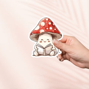 Mushroom reading Sticker,Cute Bookish Vinyl Sticker,Bookish Merch,Book Lover Gift,e-reader Kindle Stickers,Reading Lover,Smut Reader