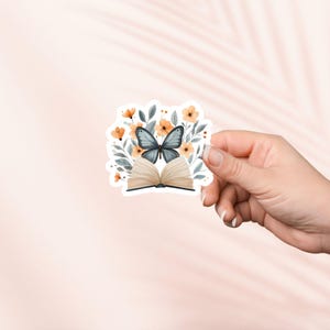 Adesivo de borboleta e livro, adesivo fofo Cottagecore, adesivos Kindle, Bookish Merch, presente para amante de livros, presente para leitor eletrônico, amante de leitura, leitor de obscenidades