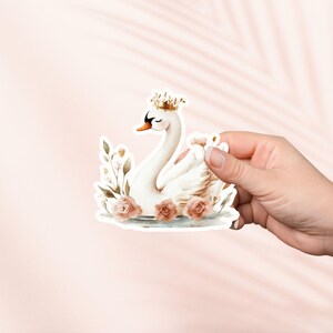Pegatina elegante de cisne, pegatina de coqueta bonita, pegatinas para Kindle, artículos de merchandising para amantes de los libros, regalo para amantes de los libros, regalo para lectores electrónicos, amante de la lectura, Cottagecore