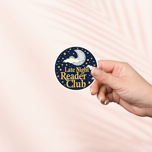 Late Night Reader Club Sticker, Cute Bookish Vinyl Sticker, Bookish Merch, Boek Lover Gift, e-reader Kindle Stickers, Reading Lover, Smut Reader