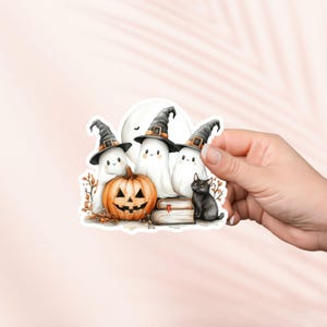 Halloween süße Geister Aufkleber, Bücherwurm Aufkleber, Bookish Merch, Geschenk für Buchliebhaber, e-reader Kindle Aufkleber, Leseliebhaber, Cottagecore Aufkleber