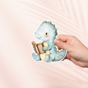 Niedlicher Dino-Leser Aufkleber, niedlicher Cottagecore-Aufkleber, Kindle-Aufkleber, Bücherwurm, Buch-Liebhaber-Geschenk, E-Reader-Geschenk, Leseliebhaber