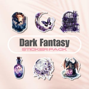 Dark Fantasy Sticker Pack, Vinyl Bookish Aufkleber, Buch-Liebhaber-Geschenk, e-reader Kindle Aufkleber, Blume Mond,Schmetterling,Drache,Romantik