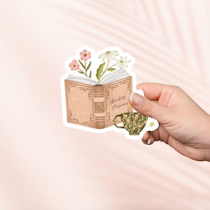 Adesivo de princesa literária, adesivo fofo de Cottagecore, adesivos Kindle, produtos literários, presente para amantes de livros, presente para leitores eletrônicos, amantes da leitura, flores