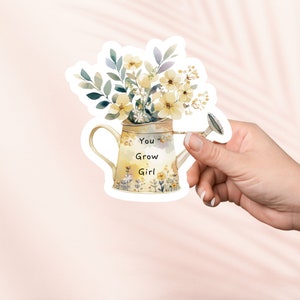 Pegatina de niña de crecimiento, pegatina de planta linda, flores de regadera de jardín, merchandising de libros, regalo para amantes de los libros, pegatinas Kindle para lectores electrónicos, Cottagecore