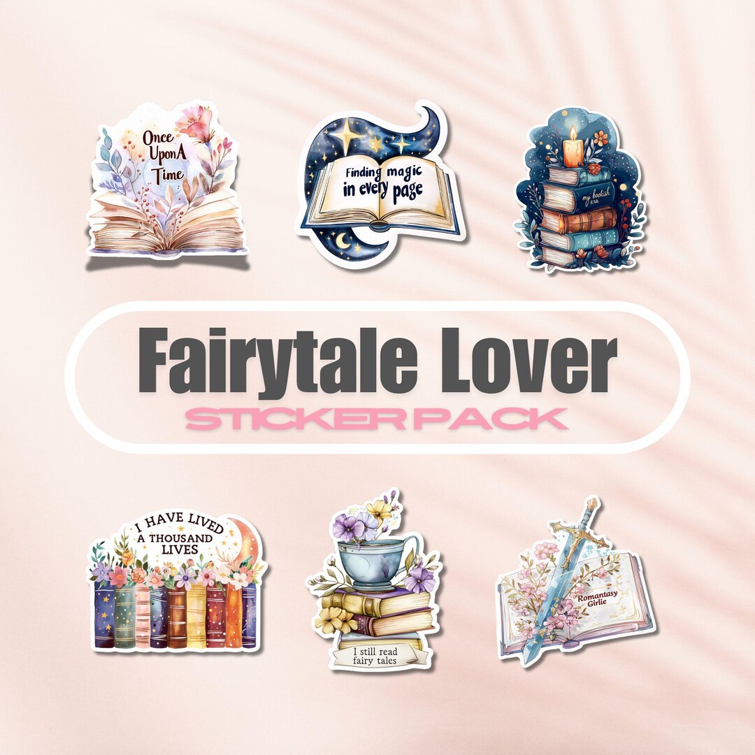 Fairytale Lover Sticker Pack, Vinyl Bookish Stickers Bundle, Book Lover ...