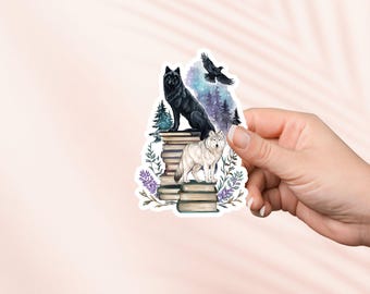 Wolfboeksticker, Kindle-sticker, leesgrage merchandise, cadeau fantasieboekliefhebber, e-reader tabletstickers, leesliefhebber cadeau, noorderlicht