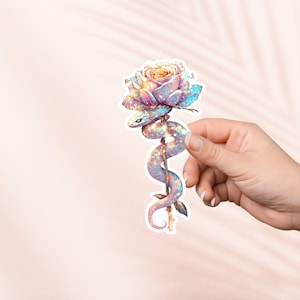 Pegatina de rosa y serpiente, bonita pegatina de estilo cottagecore, merchandising literario, regalo para amantes de los libros, pegatinas para lectores electrónicos Kindle, regalo para amantes de la lectura, regalo para lectores de fantasía