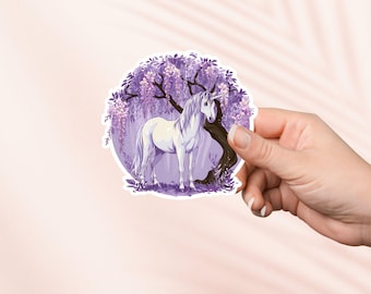 Unicorn under wisteria tree Vinyl Sticker, Kindle Stickers, Book Lover Gift, e-reader Gift,Reading Lover, Waterproof Bookish Merch