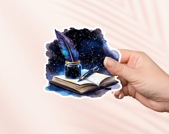 Pen and Journal Book Sticker, Fantasy Bookish Merch, Book Lover Gift, e-reader Kindle Stickers, Reading Lover, Smut Reader, Cottagecore