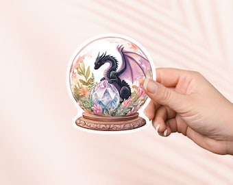 Sticker draak en kristallen bol, fantasylezer, leesgrage merchandise, cadeau boekenliefhebber, e-reader Kindle-stickers, leesliefhebber, smut reader Booktok