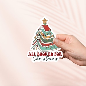 Allemaal geboekt voor kerststicker, schattige leesgrage sticker, Kindle-stickers, vakantiecadeau boekenliefhebber, e-readercadeau, leesliefhebber, Cottagecore