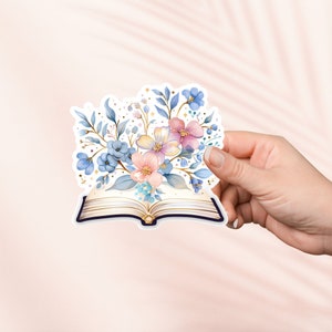 Boek en bloemen sticker, schattige leesgrage vinyl sticker, leesgrage Merch, boek minnaar cadeau, e-reader Kindle stickers, leesliefhebber, Smut Reader