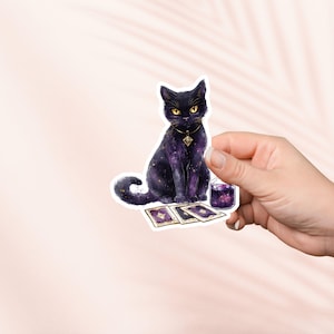 Celestial Cat sticker, drankje fles, tarotkaart, cadeau boekenliefhebber, e-reader Kindle stickers, leesliefhebber, Booktok, sticker tablet laptop