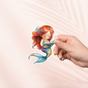 Sticker livre de lecture sirène mignonne, liseuse fantastique, produit livresque, cadeau pour les amoureux des livres, Stickers Kindle e-reader, amateur de lecture, Booktok