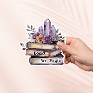Bücher sind magisch Aufkleber, Süßer Bücherwurm Aufkleber, Bücherwurm Merch, Geschenk für Buchliebhaber, e-reader Kindle Aufkleber, Leseliebhaber, Smut Reader, Crystal