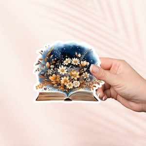 Pegatina de libro y flores, bonita pegatina de vinilo para amantes de los libros, artículos para amantes de los libros, regalo para amantes de los libros, pegatinas para lectores electrónicos Kindle, amantes de la lectura, lectores obscenos