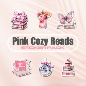 Lot d'autocollants roses pour lectures confortables, lot d'autocollants livresques en vinyle, cadeau pour les amoureux des livres, autocollants Kindle pour liseuse, amateur de lecture, soutien émotionnel