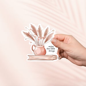 Genieße die kleinen Dinge Aufkleber, süße Bücherwurm Vinyl Aufkleber, Bookish Merch,Buch Liebhaber Geschenk,e-Reader Kindle Aufkleber, Leseliebhaber,Smut Reader