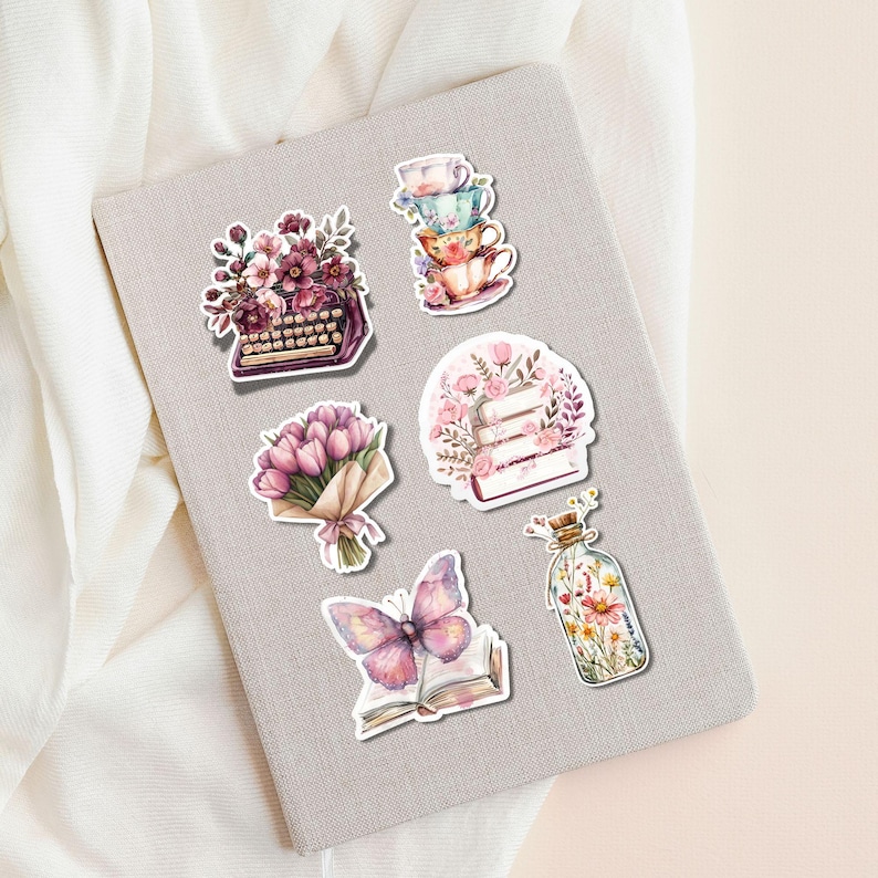 Cottagecore Sticker Pack, Vinyl Bookish Stickers Bundle, Book Lover