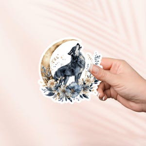 Howling Wolf Aufkleber, Floral Moon Aufkleber, Kindle Aufkleber, Bookish Merch, Fantasy-Buch-Liebhaber-Geschenk, e-reader Tablet Aufkleber, Lese-Liebhaber Geschenk