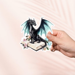 Tiefseedrache Buch Aufkleber, Süßer Vinyl Aufkleber, Fantasy Bookish Merch, Geschenk für Buch-Liebhaber, e-reader Kindle Aufkleber, Leseliebhaber, Booktok