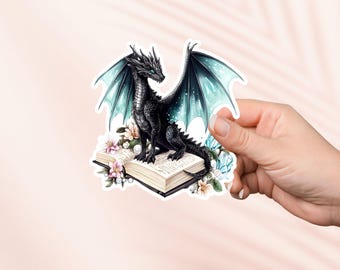 深海ドラゴンのブックステッカー、かわいいビニールステッカー、ファンタジーブックグッズ、読書好きへのギフト、電子書籍リーダー Kindle ステッカー、読書好き、Booktok