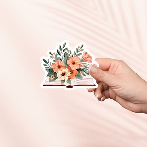 Blumen und Bücher Aufkleber, süsser Bücherwurm Vinyl Aufkleber, Bookish Merch,Buch-Liebhaber-Geschenk,e-reader Kindle Aufkleber,Leseliebhaber