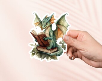 Bokdrake Fantasy Reader-klistermärke, Bokrelaterade merchandise, Bokälskare-present, e-läsare Kindle-klistermärken, Läsälskare, Smut Reader, Booktok