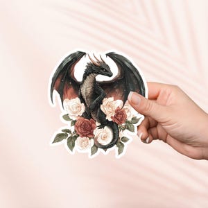 Blumen Black Dragon Fantasy Reader Aufkleber, Bookish Merch, Geschenk für Buch-Liebhaber, e-reader Kindle Aufkleber, Leseliebhaber, Smut Reader, Booktok