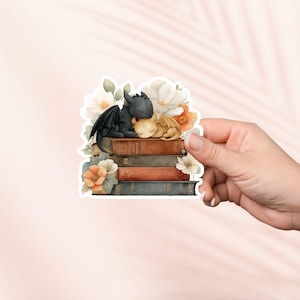 Zwart-gouden babydraakboeksticker, schattige vinylsticker voor Kindle-tablet, Fantasy Bookish Merch, Book Lover Gift, Reading Lover, Booktok