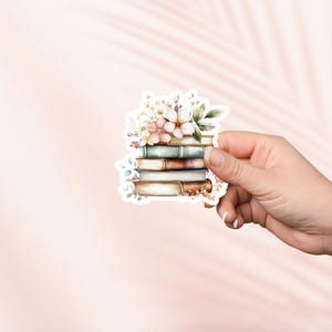 Bücher und Blumen Aufkleber, Bücher und Blumen Vinyl Aufkleber, Bücherwurm Merch, Geschenk für Buchliebhaber, e-reader Kindle Aufkleber, Leseliebhaber, Cottagecore