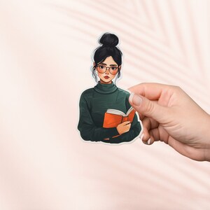 Meisje leest sticker, schattige Cottagecore-sticker, Kindle-stickers, leesgrage merchandise, cadeau boekenliefhebber, cadeau e-reader, leesliefhebber, smutlezer