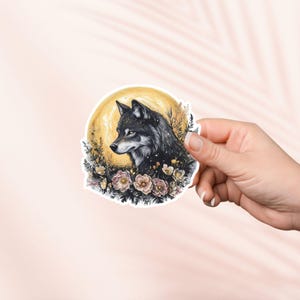 Autocollant loup et pleine lune, autocollant Kindle, produit livresque, cadeau pour amateur de livres, autocollants pour tablette de liseuse, amateur de lecture, liseuse romantique
