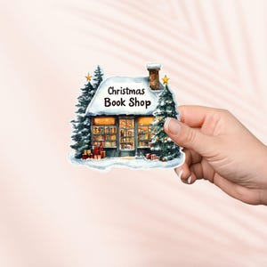 Weihnachten Buchladen Aufkleber, süßer Bücherwurm Aufkleber, Kindle Aufkleber, Bücherwurm, Bücherwurm, Weihnachtsgeschenk, Weihnachtsmann Geschenk, Cottagecore, Bücherwurm