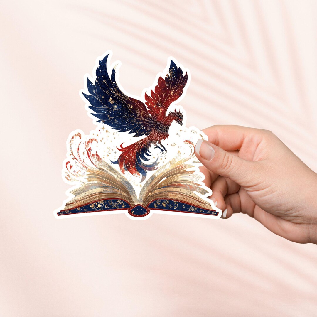 Phoenix Open Book Sticker, Kindle Stickers, Fantasy Bookish Merch, Book ...
