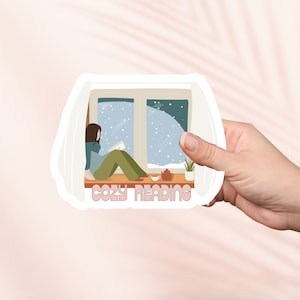 Adesivo di lettura accogliente, adesivo libresco carino, adesivi Kindle, merchandising libresco, regalo per gli amanti dei libri, regalo e-reader, adesivo di supporto emotivo