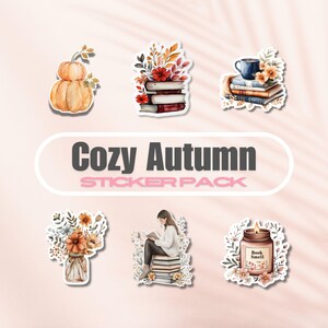 Gezellig herfst stickerpakket, vinyl leesgrage stickersbundel, cadeau boekenliefhebber, e-reader Kindle-stickers, leesliefhebber, bloemen, Cottagecore Girl