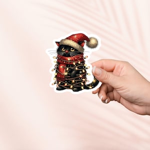 Weihnachten schwarze Katze Aufkleber, niedlichen Vinyl Aufkleber, Kindle Aufkleber, Bookish Merch, Buch-Liebhaber-Geschenk, e-Reader Geschenk, Leseliebhaber, Smut Reader