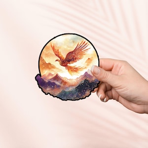Phoenix fliegen über den Berg Aufkleber, vierter Flügel, Fantasy Bookish Merch, Buch-Liebhaber Geschenk, e-reader Kindle Aufkleber, Leseliebhaber, Booktok