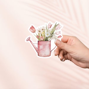 Pegatina de vinilo Cottagecore, bonita pegatina de planta, flores de regadera para jardinería, artículos de merchandising para amantes de los libros, regalo para amantes de los libros, pegatinas para lectores electrónicos Kindle