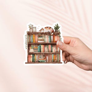 Étagère à livres confortable et sticker chat, Merch livresque, Cadeau pour les amoureux des livres, Stickers Kindle pour liseuse, Amateur de lecture, Booktok, Sticker Cottagecore mignon
