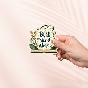 Etiqueta engomada de alerta de nerd del libro, linda pegatina de vinilo librero, merchandising librero, regalo para amantes de los libros, pegatinas Kindle para lectores electrónicos, amante de la lectura, lector de obscenidades