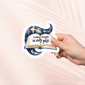 Magie vinden op elke pagina Sticker, Leuke Bookish Sticker, Bookish Merch, Book Lover Gift, e-reader Kindle Stickers, Reading Lover, Smut Reader
