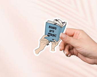 Boeken zijn magisch sticker, schattige leesgrage sticker, leesgrage merchandise, boekenliefhebber cadeau, e-reader Kindle-stickers, leesliefhebber, smutlezer